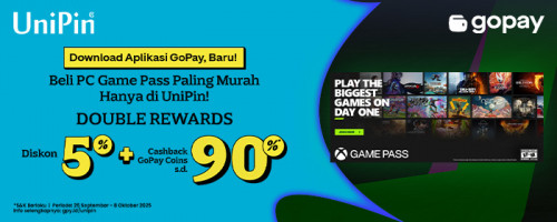 PC Game Pass Lebih Hemat di UniPin! Diskon 5% + Cashback 90% Pakai GoPay!